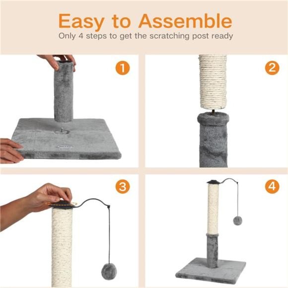 22" Cat Scratching Post, Natural Sisal Scratchers Trees, Light Gray - Picture 7 of 8